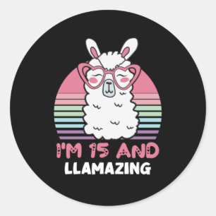 15 Years Old Bday Llamazing 15th Birthday Llama Classic Round Sticker