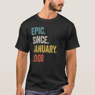 15 Years Old Epic Since January 2008 15th Birthday T-Shirt