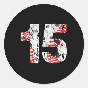 15 Years Old Gifts Number 15 Baseball 15th Birthda Classic Round Sticker