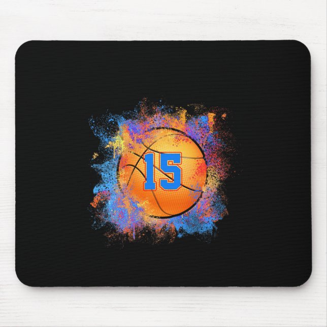 15 Years Old Kids 15th Birthday Basketball Kids Bo Mouse Pad (Front)