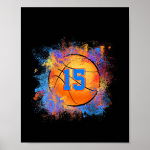 15 Years Old Kids 15th Birthday Basketball Kids Bo Poster