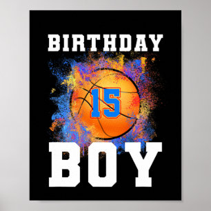15 Years Old Kids 15th Birthday Boy Birthday baske Poster