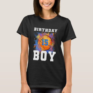15 Years Old Kids 15th Birthday Boy Birthday baske T-Shirt