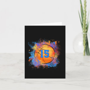 15 Years Old Kids 15th Birthday Bysketbyll Kids Bo Card