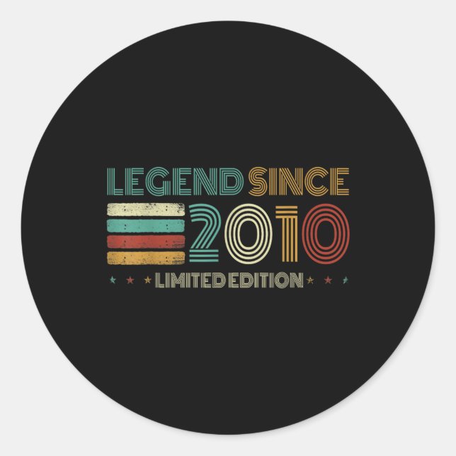 15 Years Old Legend Since 2010 15th Birthday  Classic Round Sticker (Front)