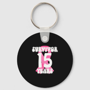15 years survivor breast cancer warrior pink key ring