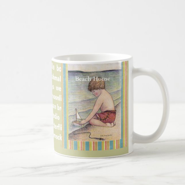 15oz Mug, Beach House /Sally Coupe Jacobson-... Coffee Mug (Right)