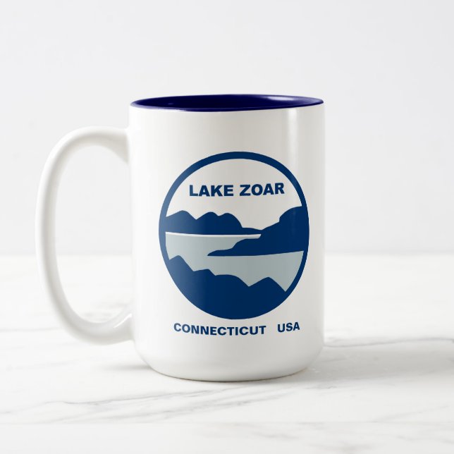 15oz Mug,  Lake Zoar Two-Tone Coffee Mug (Left)
