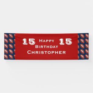 15th 16th 18th Birthday Party Teen Name Football Banner