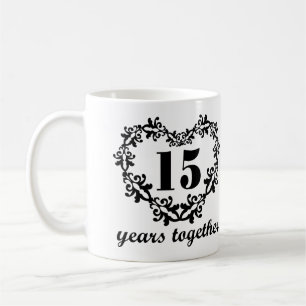 15th Anniversary 15 Years Together Heart Gift Mug