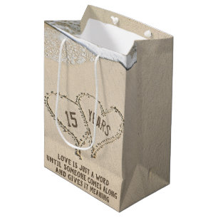 15th Anniversary Beach Hearts Medium Gift Bag