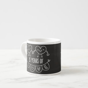 15th Anniversary Gift Chalk Hearts Espresso Cup