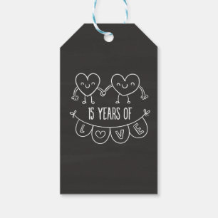 15th Anniversary Gift Chalk Hearts Tags