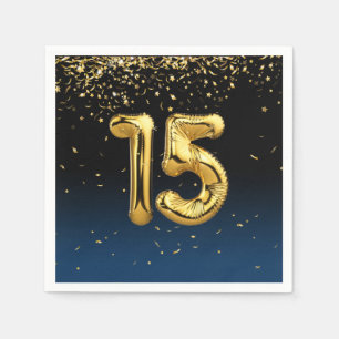 15th Anniversary Gold Balloons  Napkin