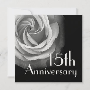 15th Anniversary Invitation - SILVER WHITE Rose