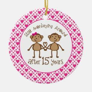 15th Anniversary Monkey Love Ornament