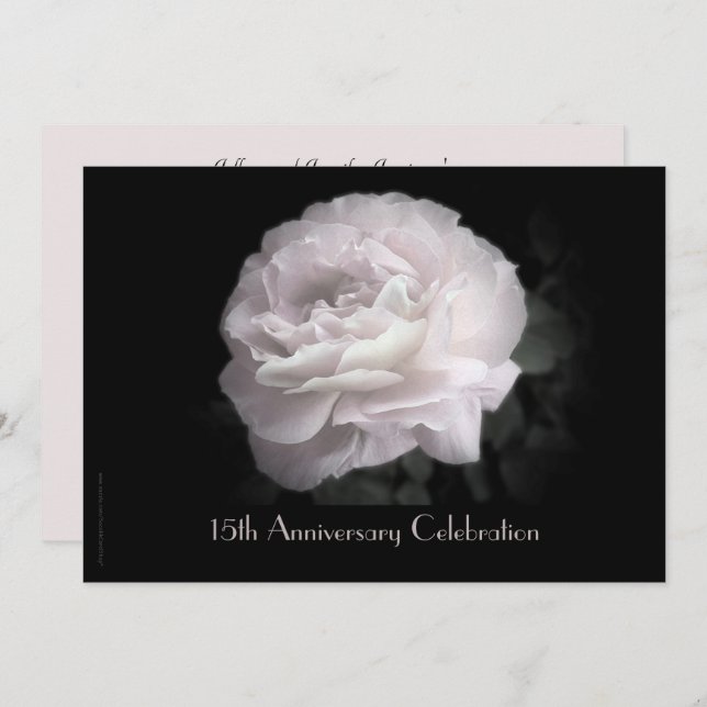 15th Anniversary Party Elegant Pale Pink Rose Invitation (Front/Back)