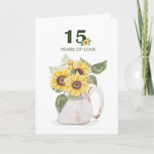 15th Anniversary Sunflowers Years Love Card