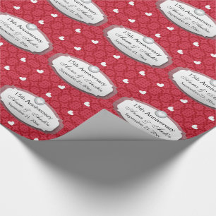 15th Anniversary Wedding Anniversary Red Z12 Wrapping Paper