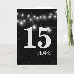 15th Anniversary with Lights and Stars Card