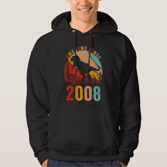 15th Bday Dinosaur T Rex Boys Retro Awesome Since  Hoodie (Front)