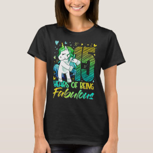 15th Birthday  15 Year Old Girl Flossing Unicorn P T-Shirt