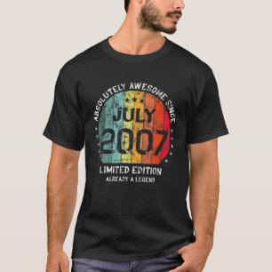 15Th Birthday Absolutely Awesome Since July 2007 V T-Shirt