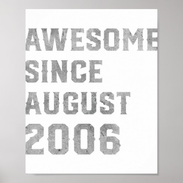 15th Birthday Awesome Since August 2006 15 Year Ol Poster (Front)