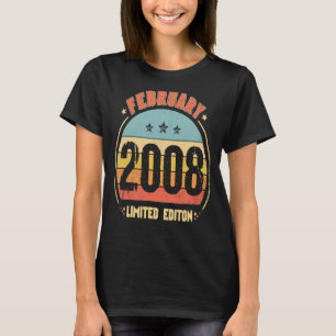 15th Birthday Awesome Since February 2008 Retro 15 T-Shirt