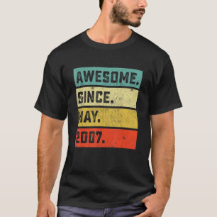 15th Birthday  Awesome Since May 2007 15 Years Old T-Shirt