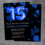 15th Birthday Balloons Kids Blue Boy Party Invitation<br><div class="desc">15th birthday balloons kids boy blue party 15th birthday party invitation for a 15 year old boy with modern script writing and fun blue foil balloons.</div>