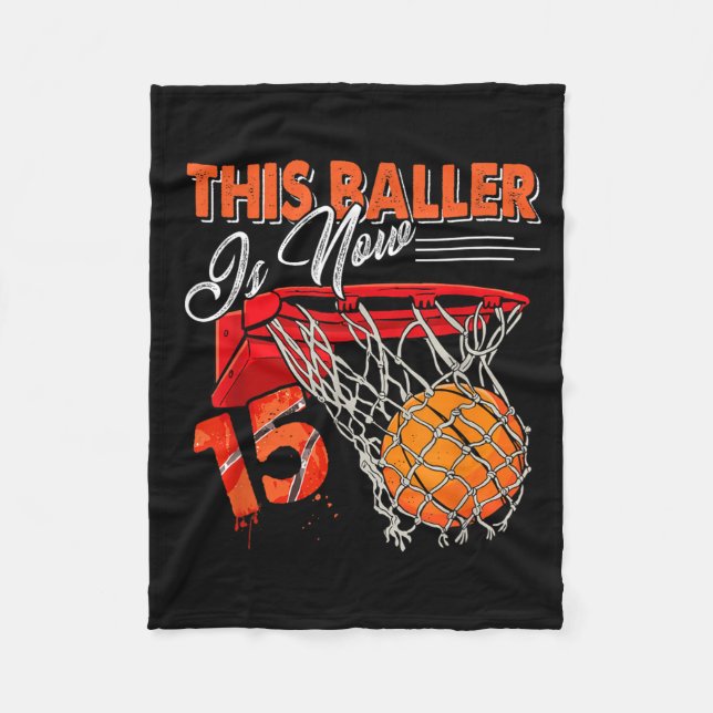 15th Birthday Basball Fleece Blanket (Front)