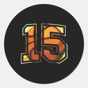 15th Birthday Basketball Gift for Player Number 15 Classic Round Sticker