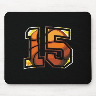 15th Birthday Basketball Gift for Player Number 15 Mouse Pad