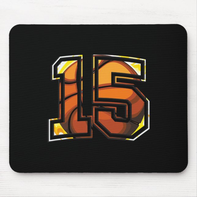 15th Birthday Basketball Gift for Player Number 15 Mouse Pad (Front)