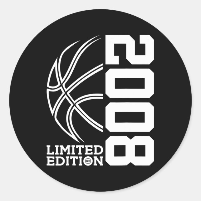 15th Birthday Basketball Limited Edition 2008 1 Classic Round Sticker (Front)