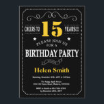 15th Birthday Black and Yellow Chalkboard Invitation<br><div class="desc">15th Birthday Invitation Black and Yellow Typography. Chalkboard. Black and White Background. Adult Birthday. Male Men or Women Birthday. Kids Boy or Girl Lady Teen Teenage Bday Invite. 13th 15th 16th 18th 20th 21st 30th 40th 50th 60th 70th 80th 90th 100th. Any Age. For further customisation, please click the "Customise...</div>