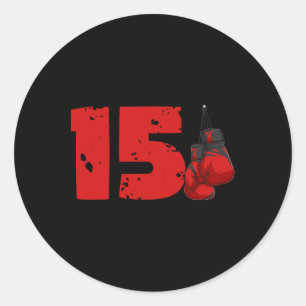 15th Birthday Boxing Fifteen Year Old Boxer Birthd Classic Round Sticker