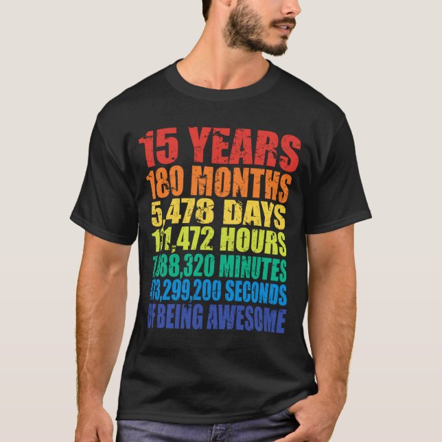 15th Birthday, Boys &amp; Girls, Cool 15 Years Of  T-Shirt (Front)