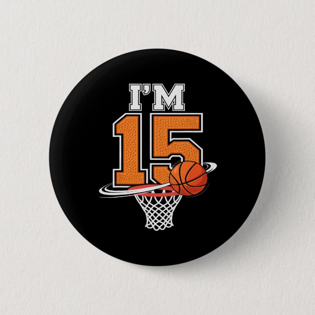 15th Birthday Boys Sketll Player Sport 15 Years Ol 6 Cm Round Badge (Front)