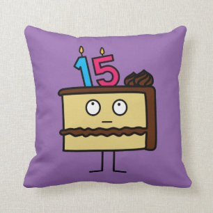 15th Birthday Cake with Candles Cushion
