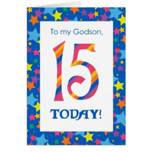 15th Birthday Card for Godson, Stripes and Stars