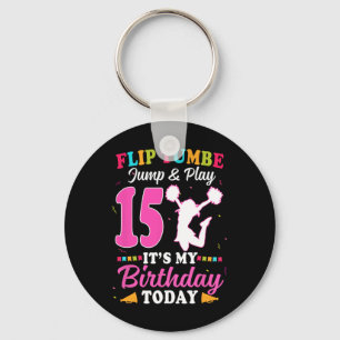 15th Birthday Cheerleading Girl 15 Year Old Cheerl Key Ring