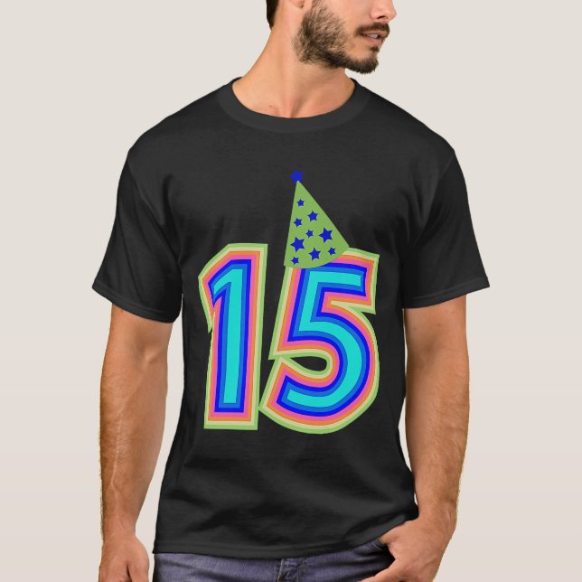 15th Birthday Cute 15 Year Old Rainbow Boy Girl T-Shirt (Front)