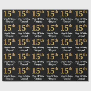 15th Birthday: Elegant Luxurious Faux Gold Look # Wrapping Paper
