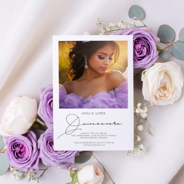 15th Birthday Elegant Quinceanera Photo Invitation (Elegant 2 Photo Quinceanera 15th Birthday Party Invitation )