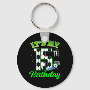 15th Birthday Football Boy Girl Kids Soccer Sports Key Ring