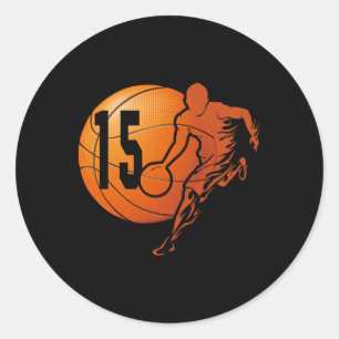 15th Birthday Fun Bysketbyll Lover 15 Years Old Gi Classic Round Sticker
