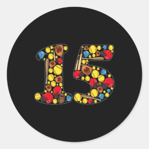 15th Birthday Girls Softll Theme 15 Year Old Birth Classic Round Sticker