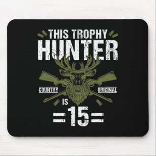 15th Birthday Hunting Duck Deer Hunter 15 Year Old Mouse Pad